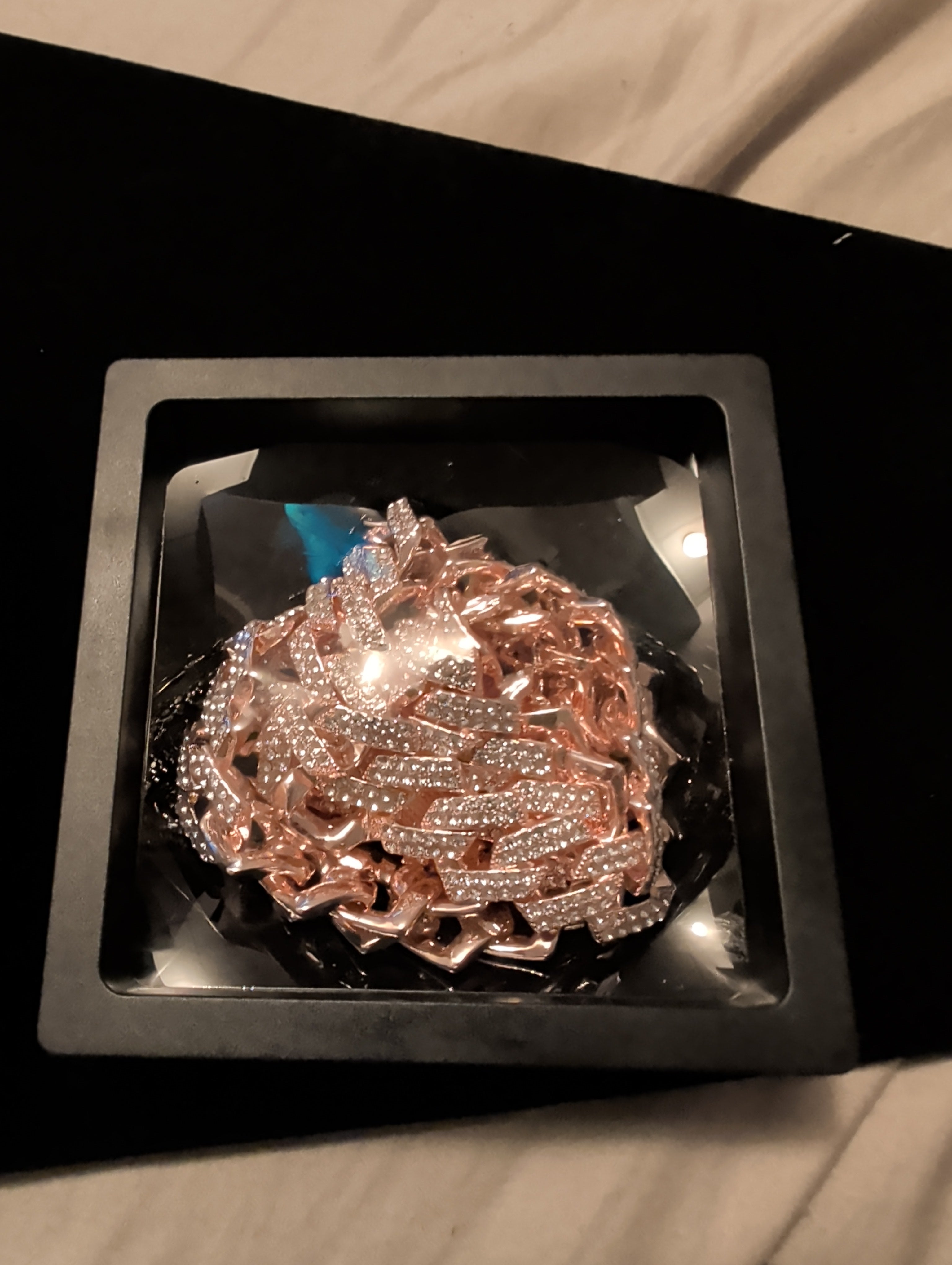 22" bling necklace. Rose gold.