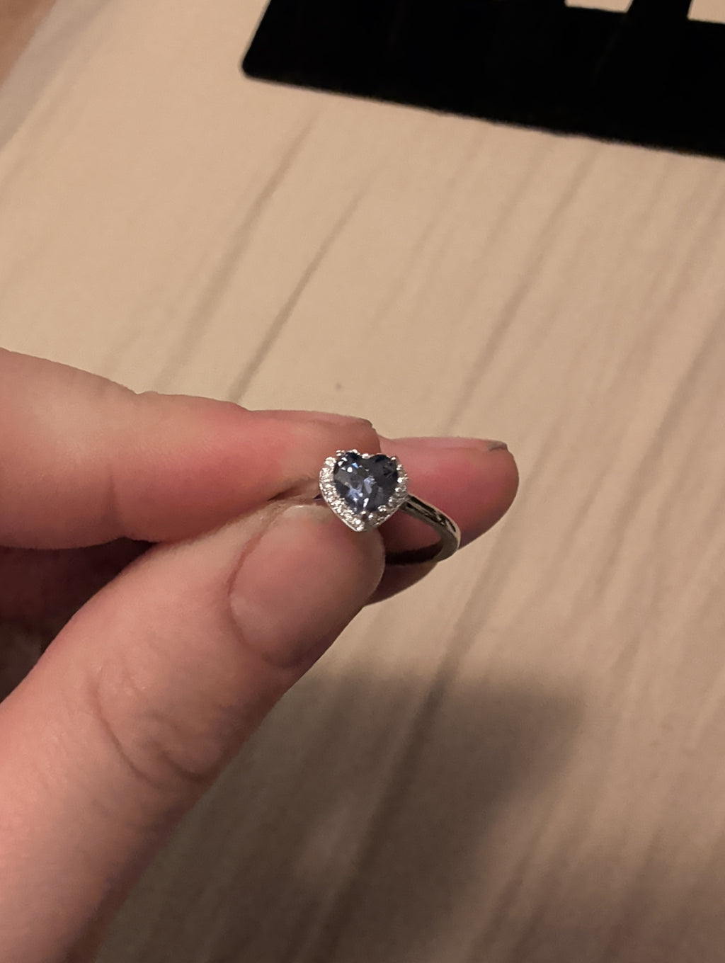 Tanzinite cubic zerconia ring. Sz9