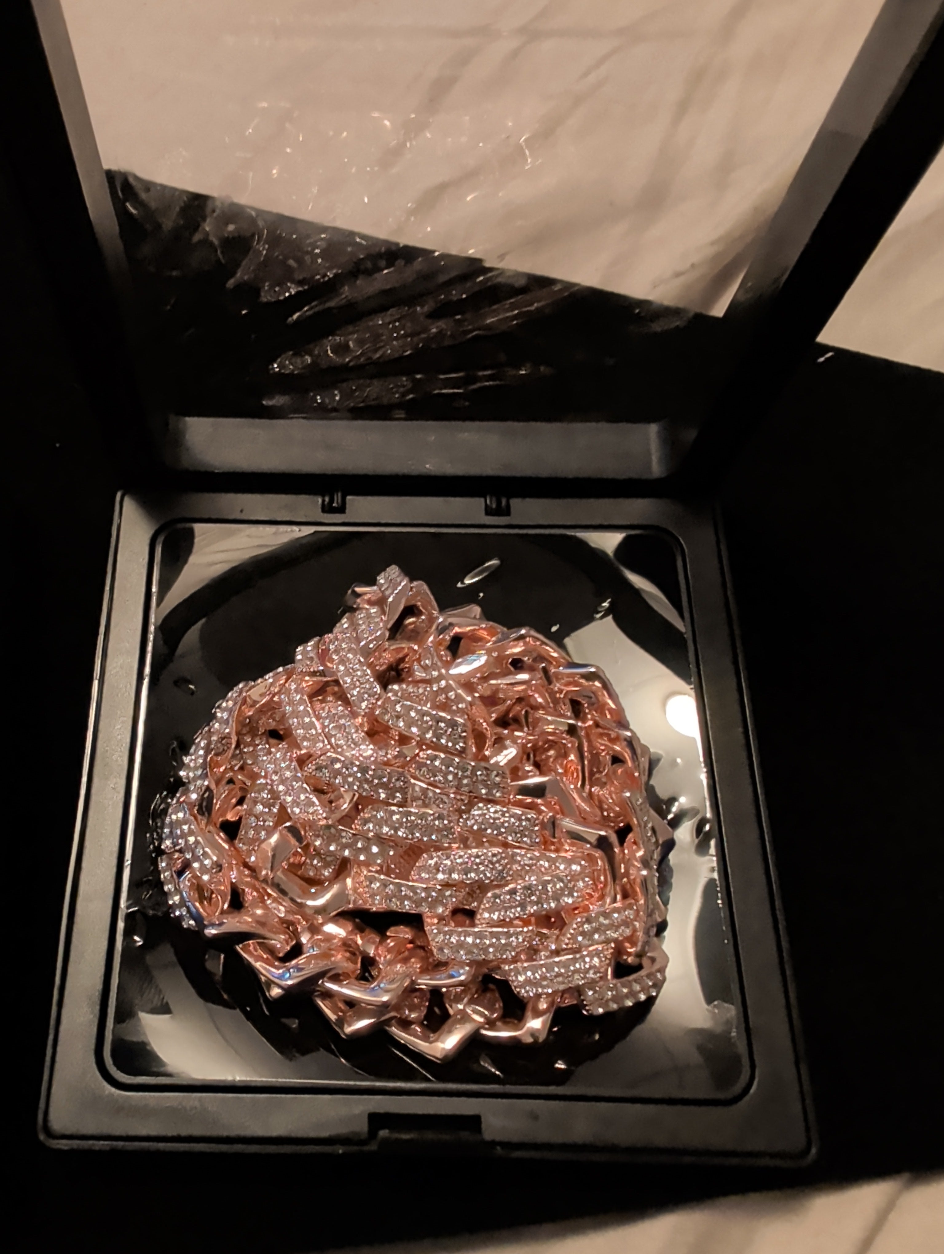 22" bling necklace. Rose gold.
