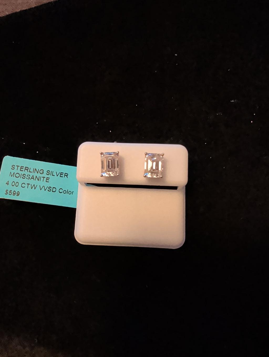 4ctw (2ctw each) moissanite earrings. 925 sterling silver. Diamond tested!