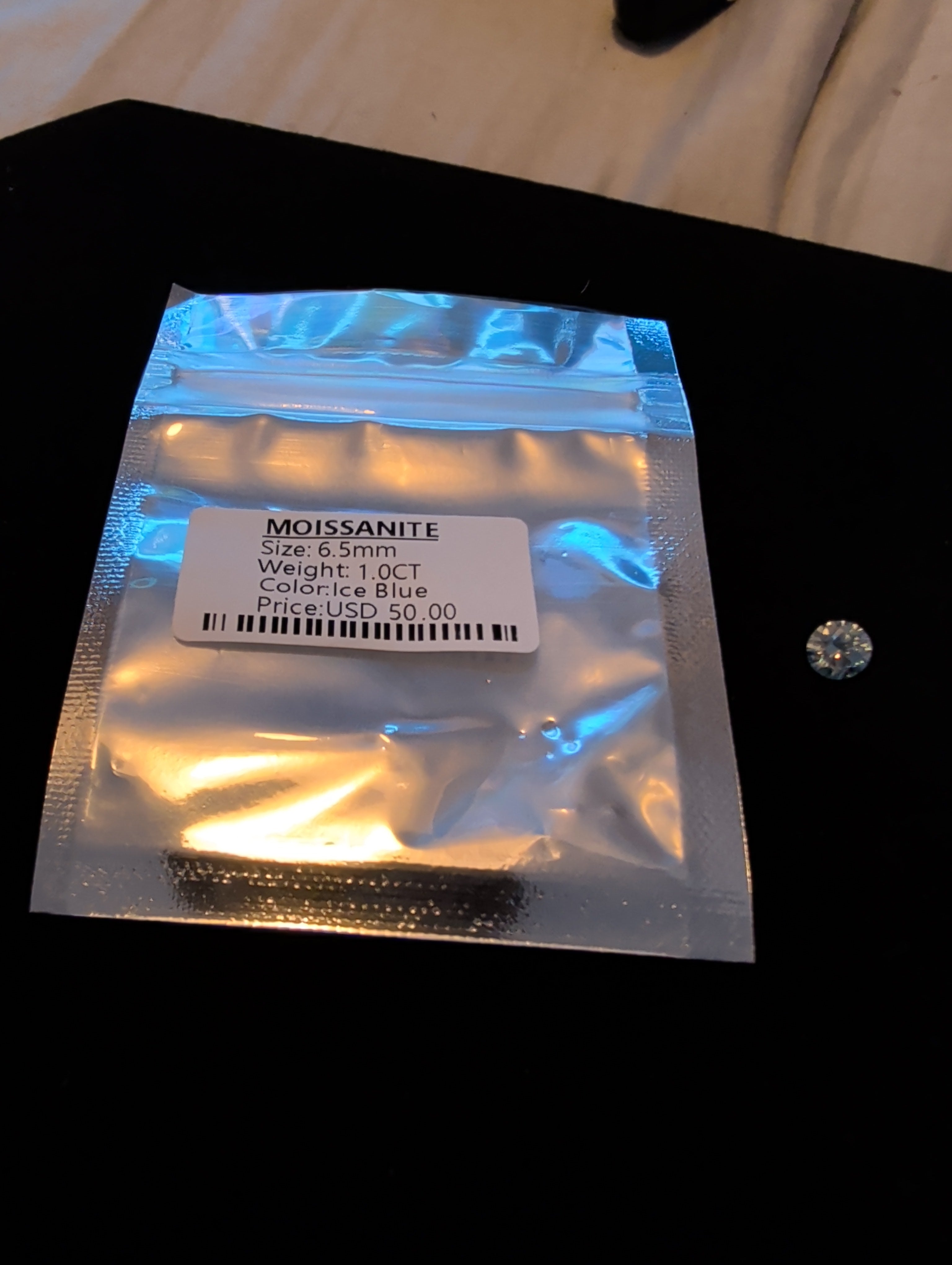 1ctw ice blue moissanite gem diamond tested!