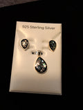 Abalone earrings and pendant set. 925 sterling silver.