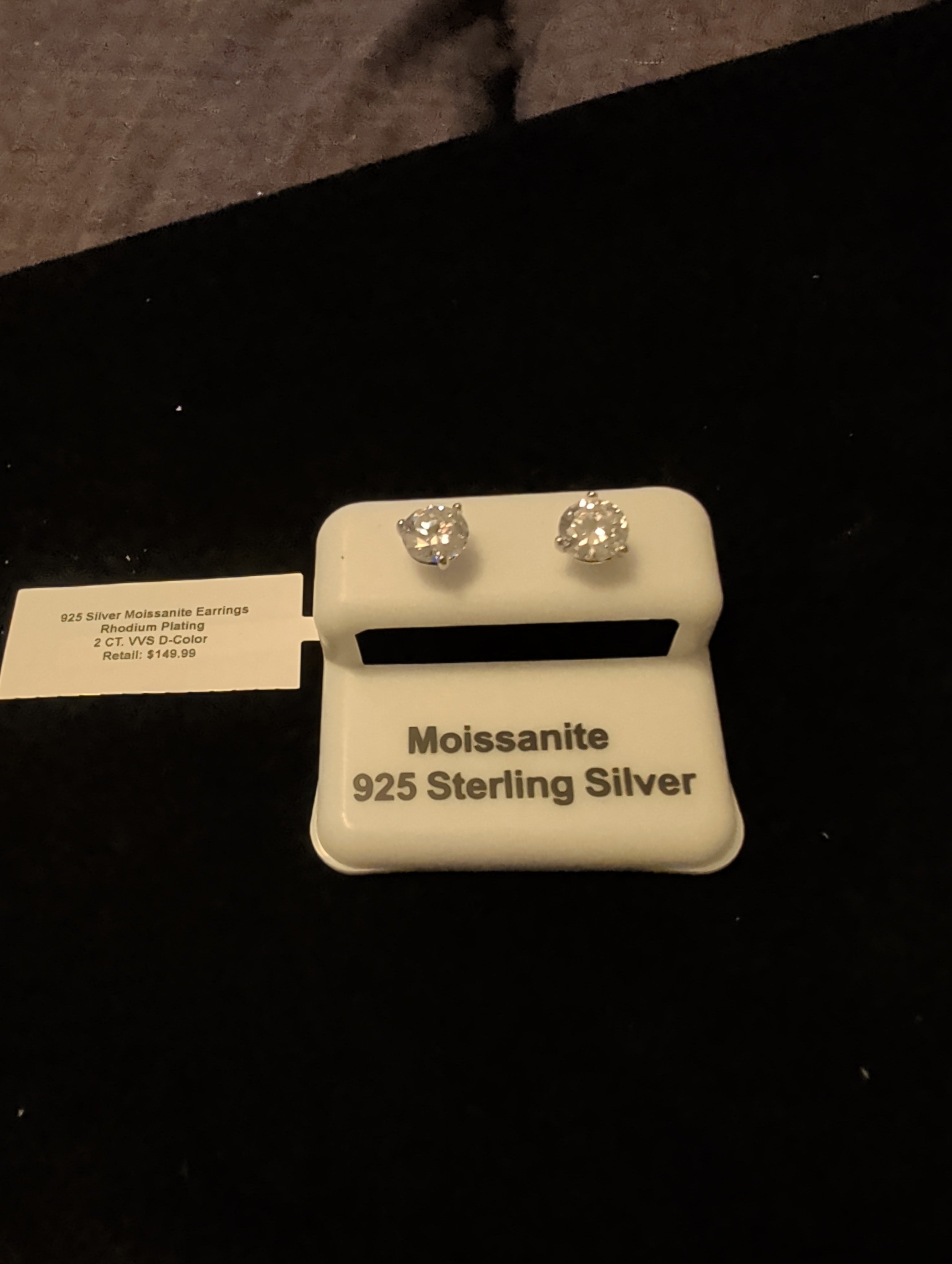 2ctw (1ctw each) moissanite earrings. 925 sterling silver. Diamond tested!