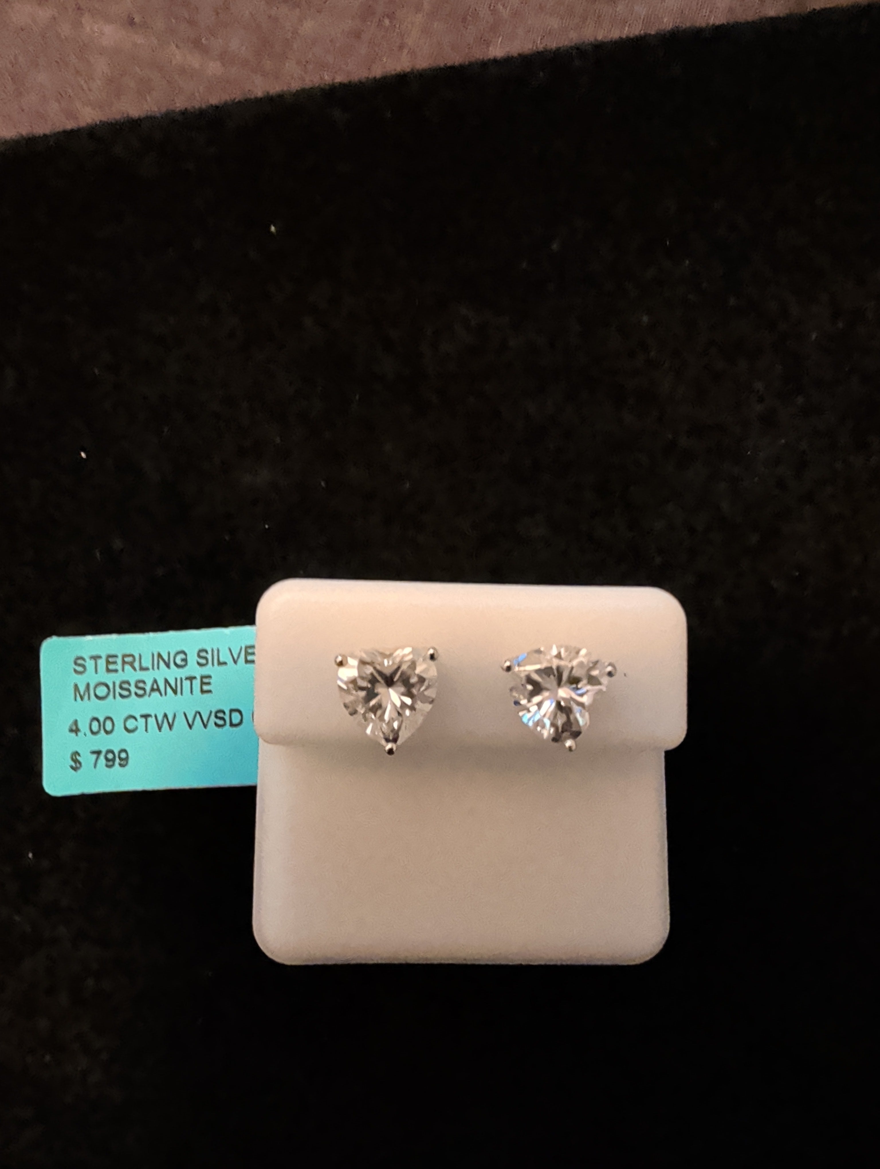 4ctw (2ctw each) moissanite earrings. 925 sterling silver. Diamond tested!