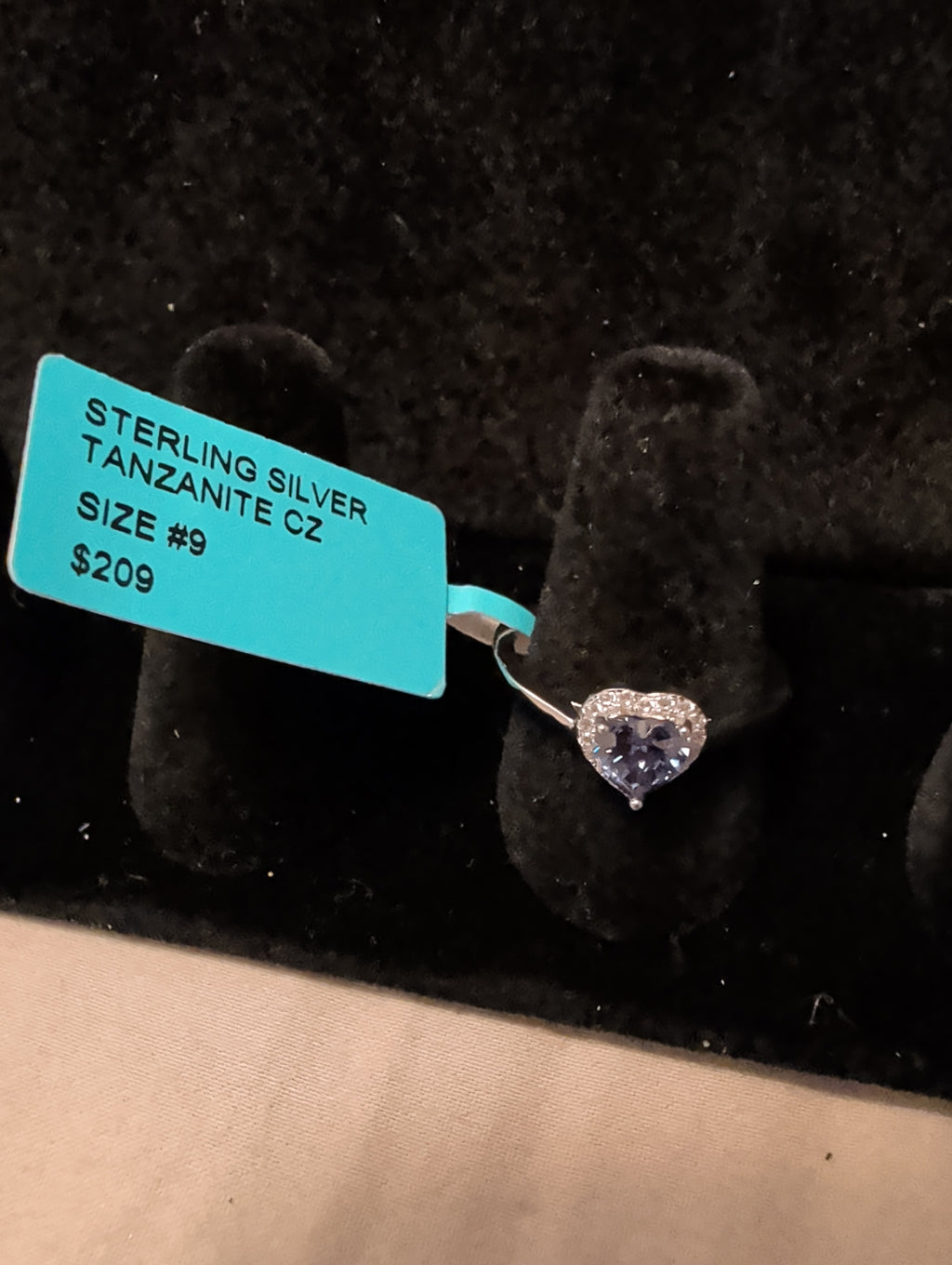 Tanzinite cubic zerconia ring. Sz9