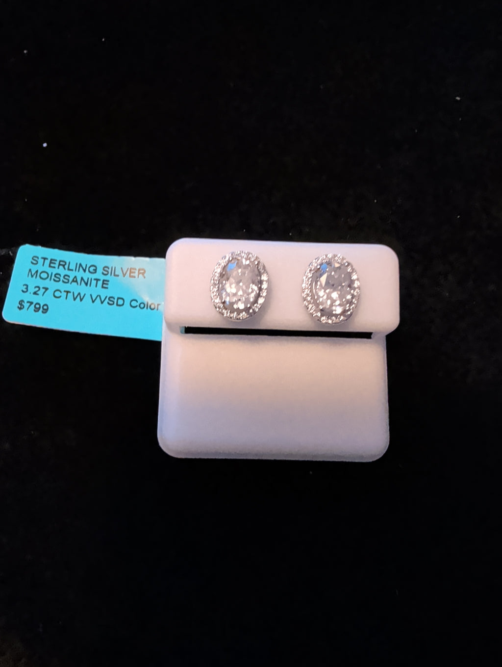 3.27ctw (1.63ctw each) moissanite earrings. 925 sterling silver. Diamond tested!