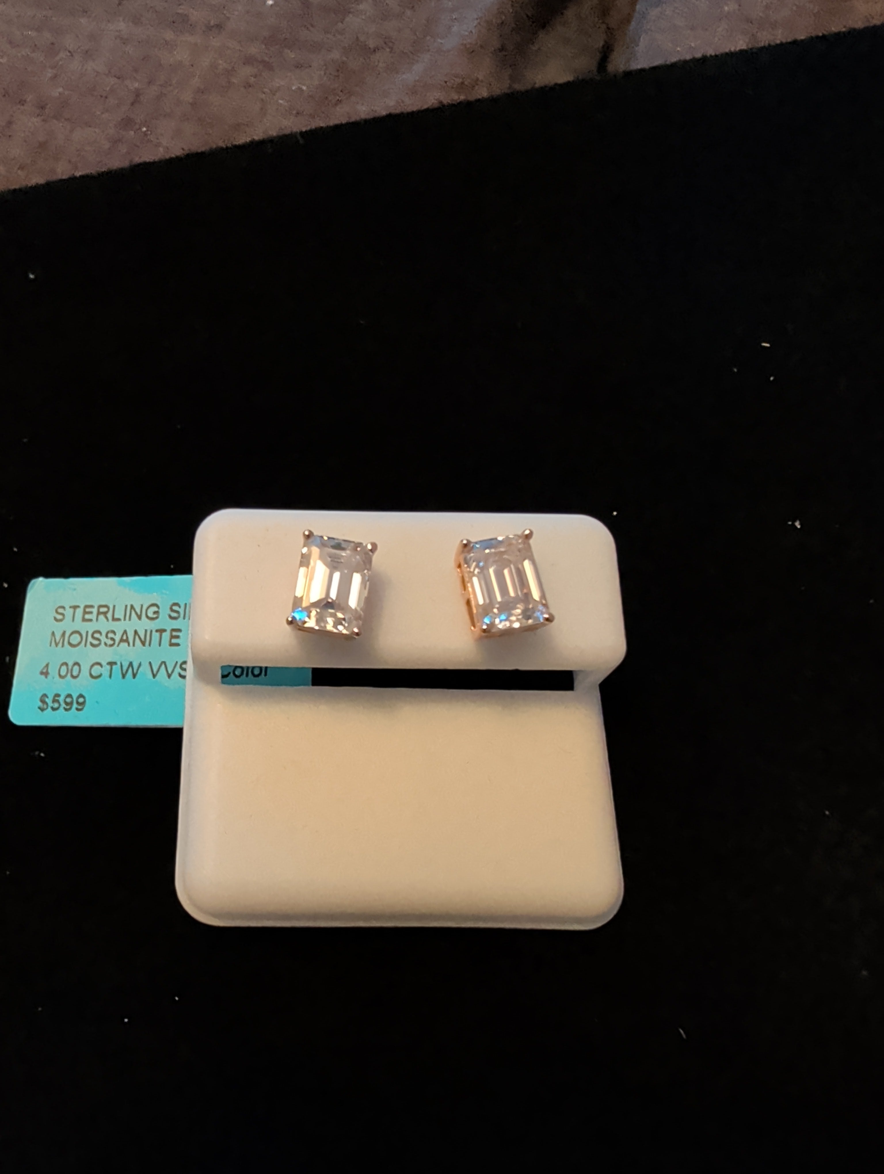 4ctw (2ctw each) moissanite earrings. 925 sterling silver. Diamond tested!