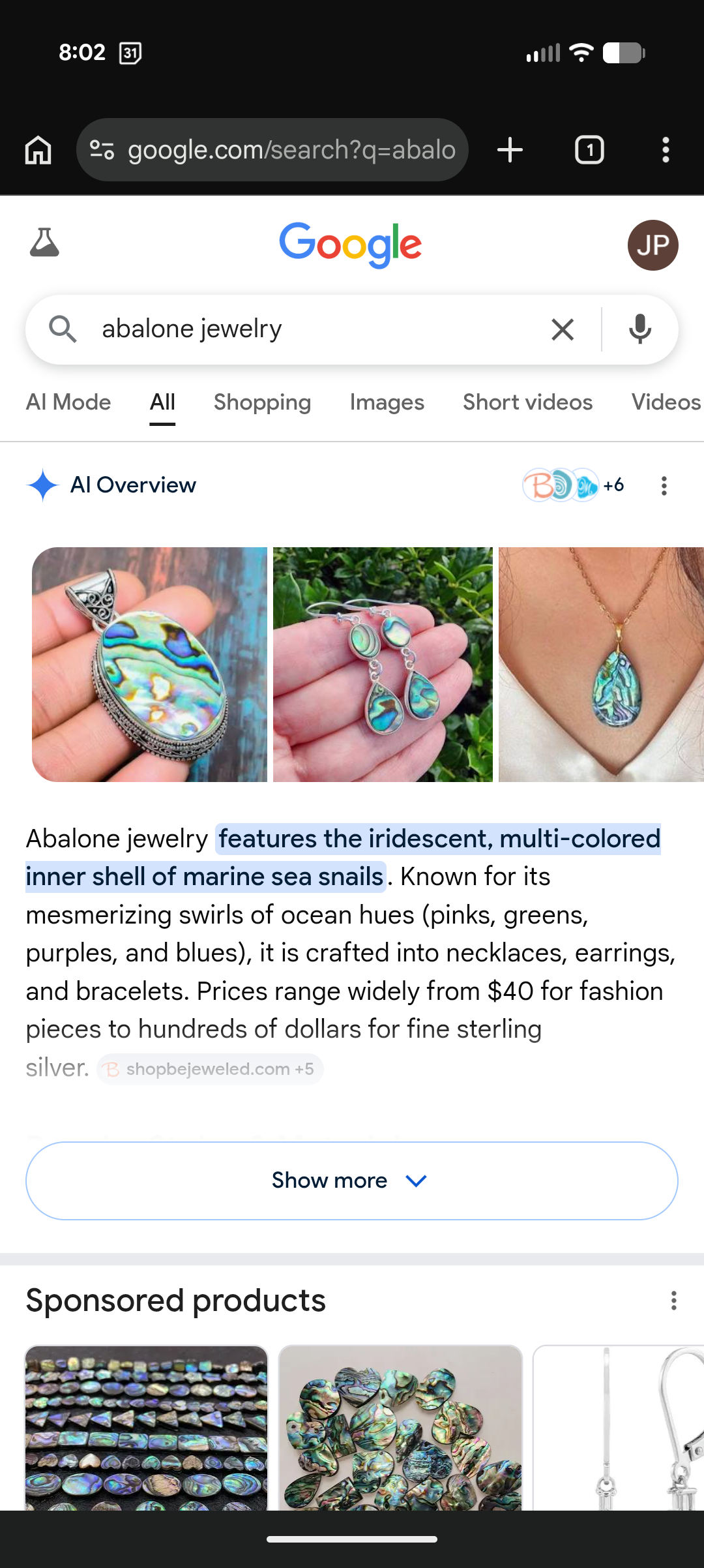 Abalone earrings and pendant set. 925 sterling silver.