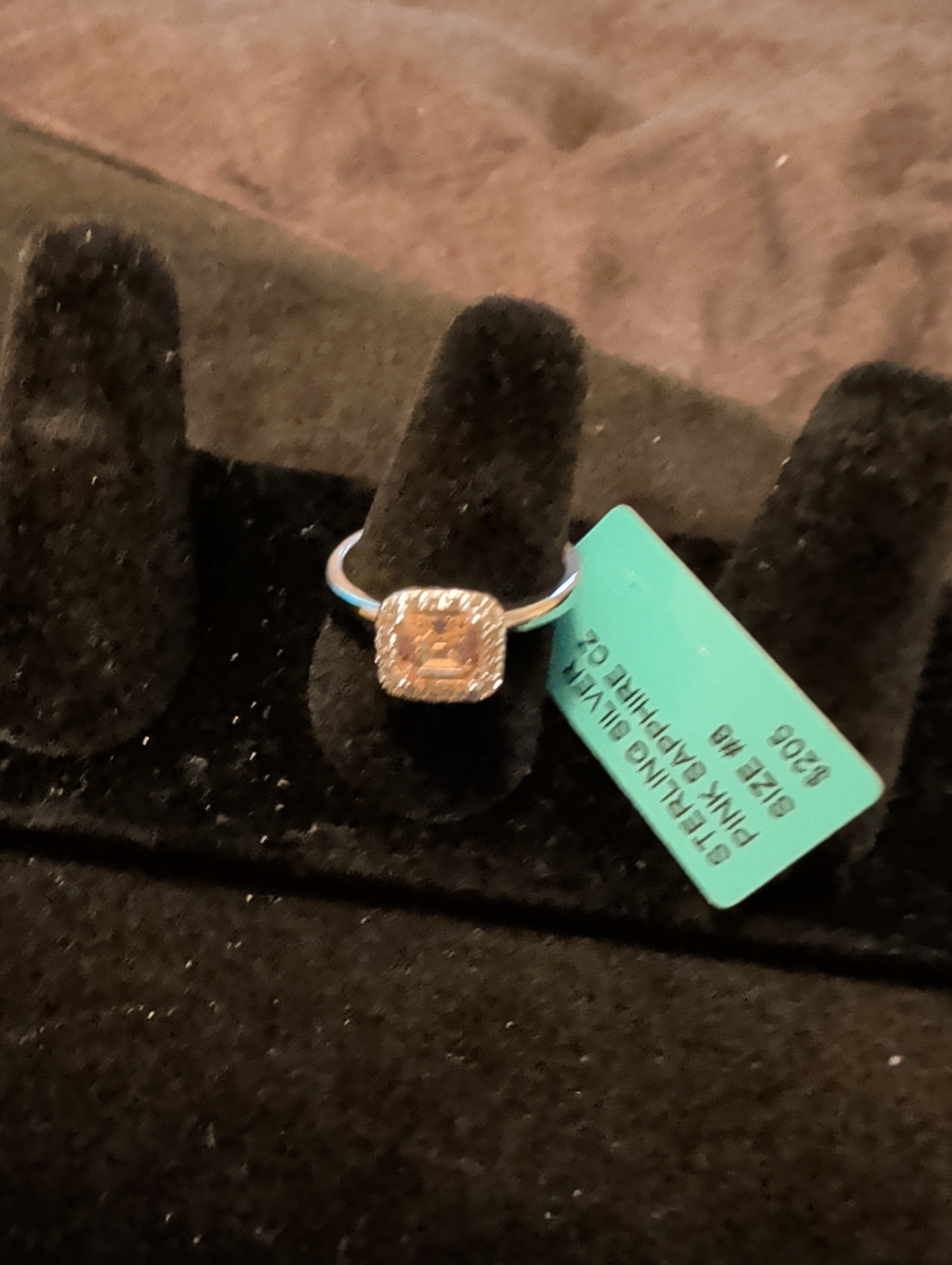 Pink sapphire cubic zerconia ring. Sz9. 925 solid sterling silver.