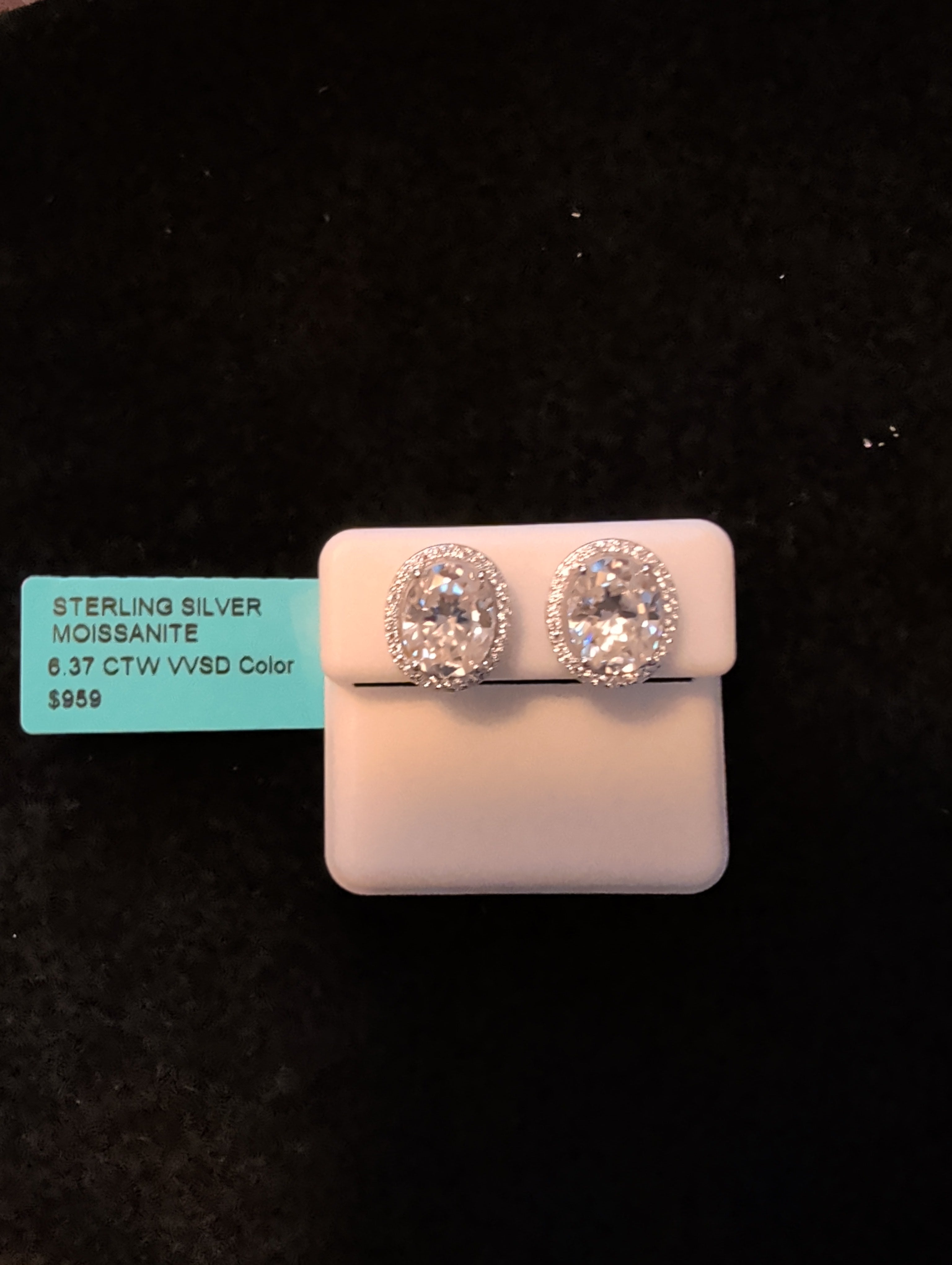6.37ctw (3.18ctw each) moissanite earrings. 925 sterling silver. Diamond tested!