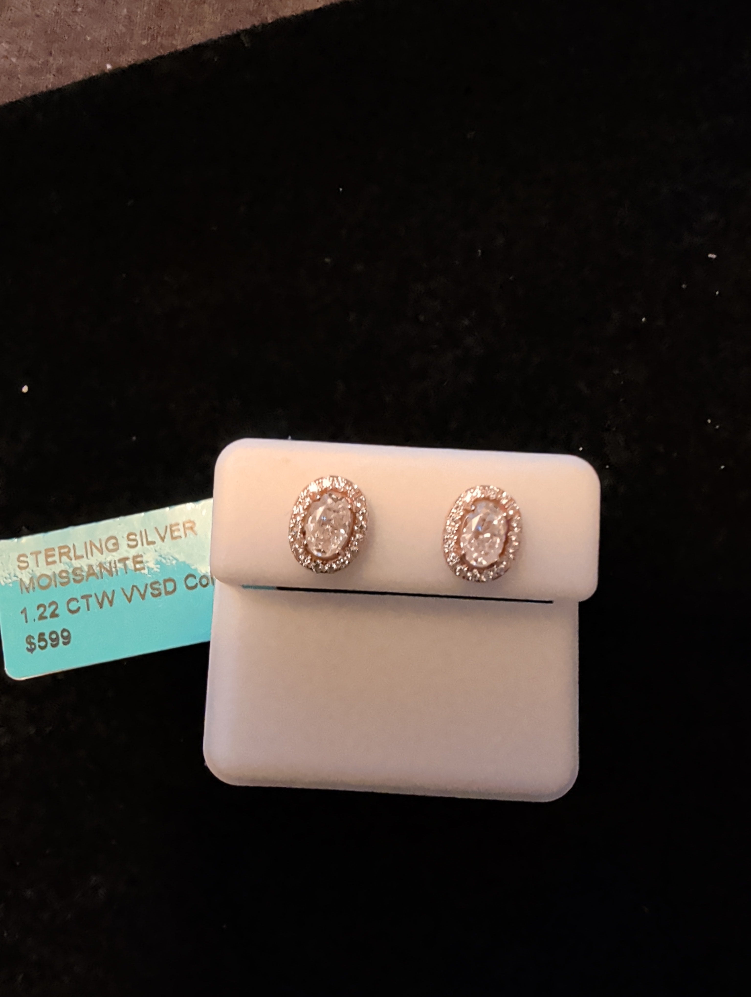 1.22ctw (0.61ctw each) moissanite earrings. 925 sterling silver. Diamond tested!
