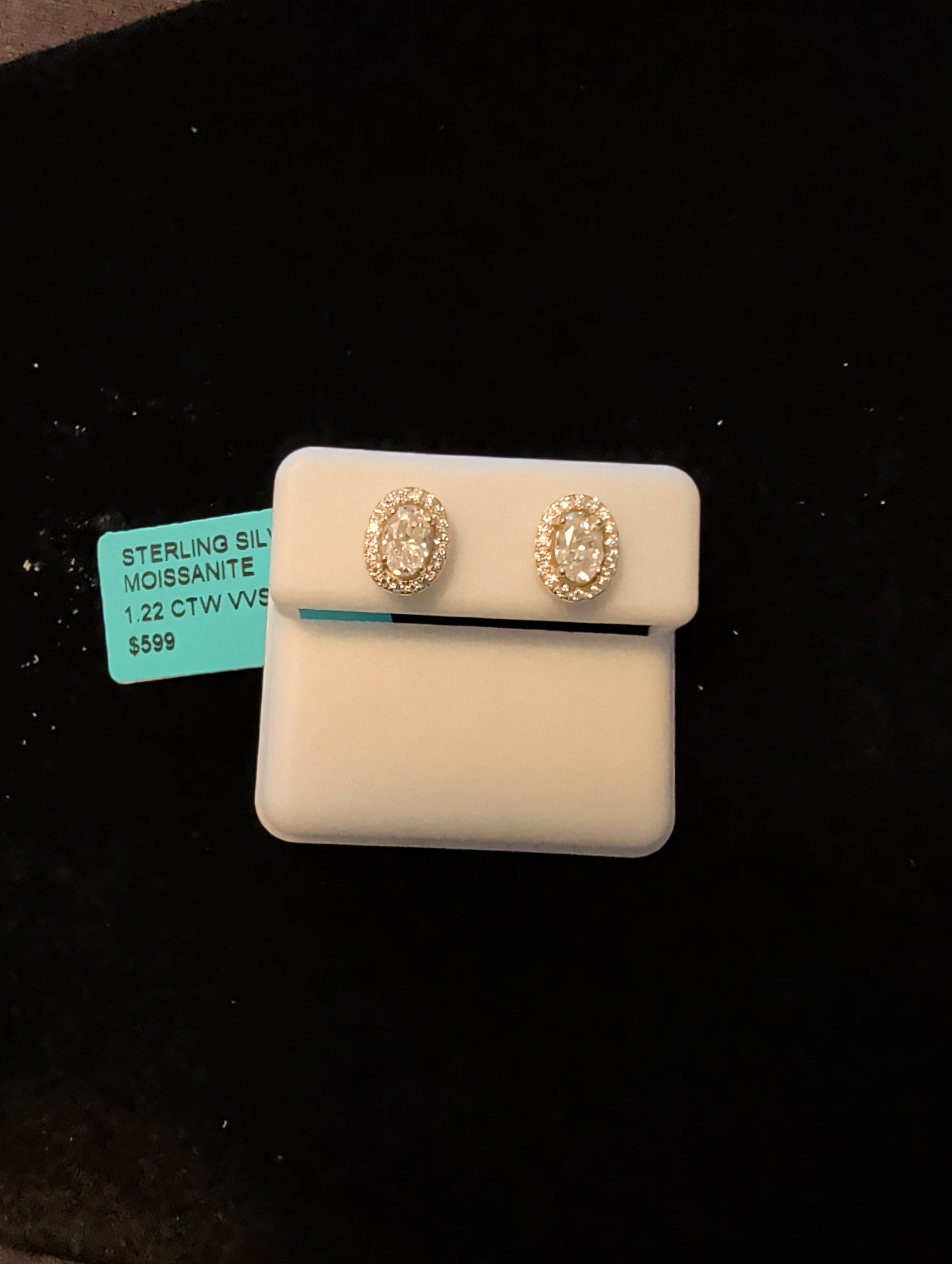1.22ctw (0.61ctw each) moissanite earrings. 925 sterling silver. Diamond tested!