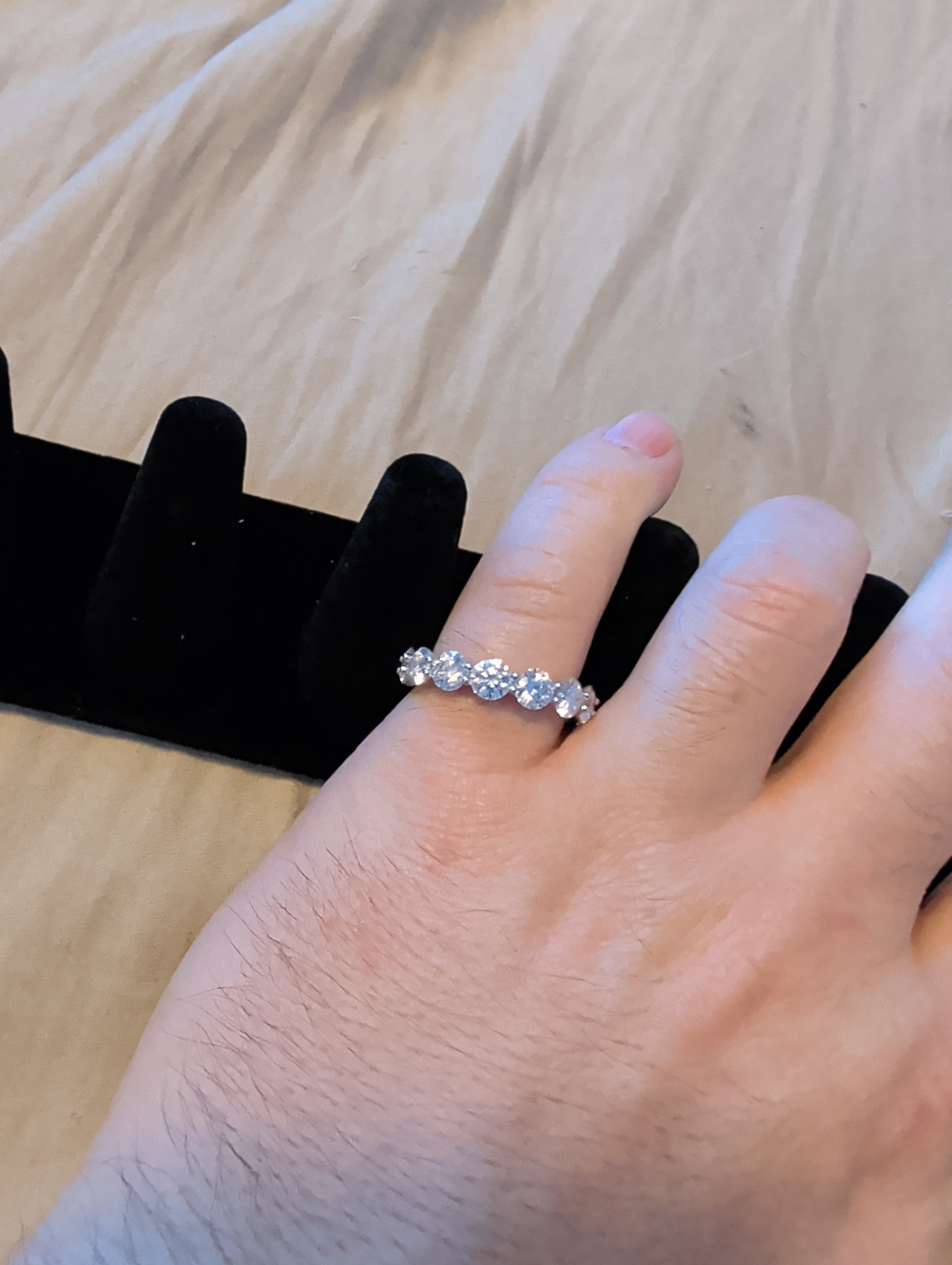 6.30ctw moissanite eternity band. 925 band. Sz 8.5