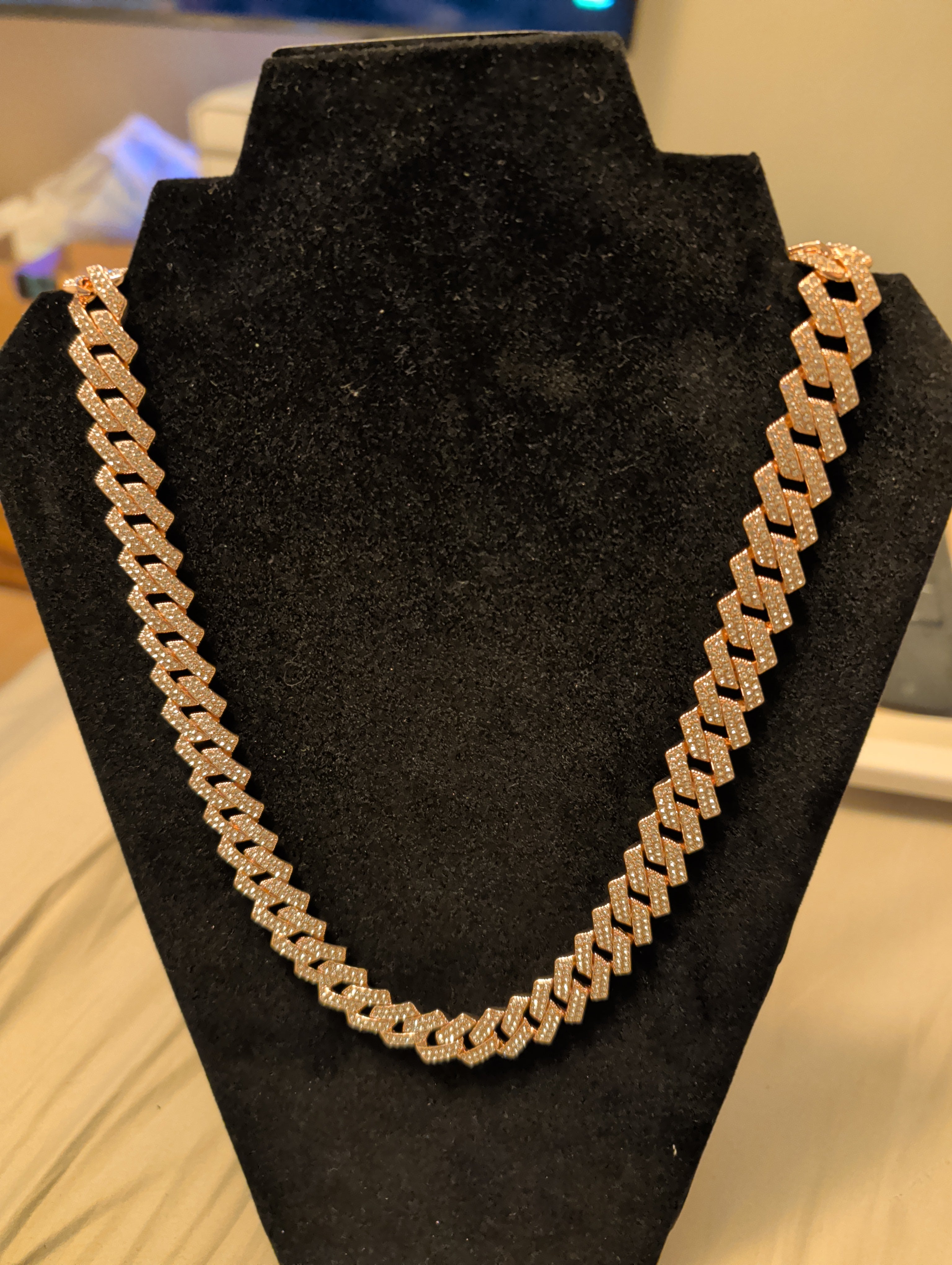 22" bling necklace. Rose gold.