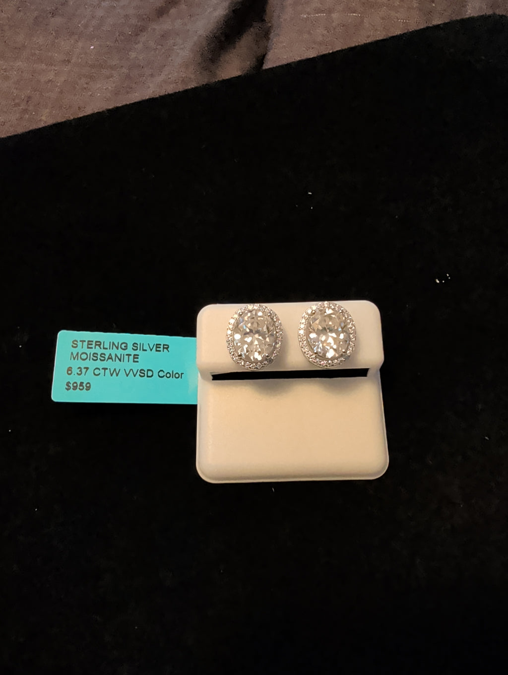 6.37ctw (3.18ctw each) moissanite earrings. 925 sterling silver. Diamond tested!