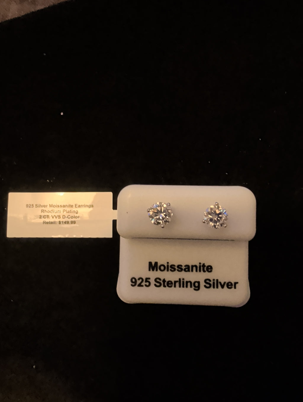 2ctw (1ctw each) moissanite earrings. 925 sterling silver. Diamond tested!