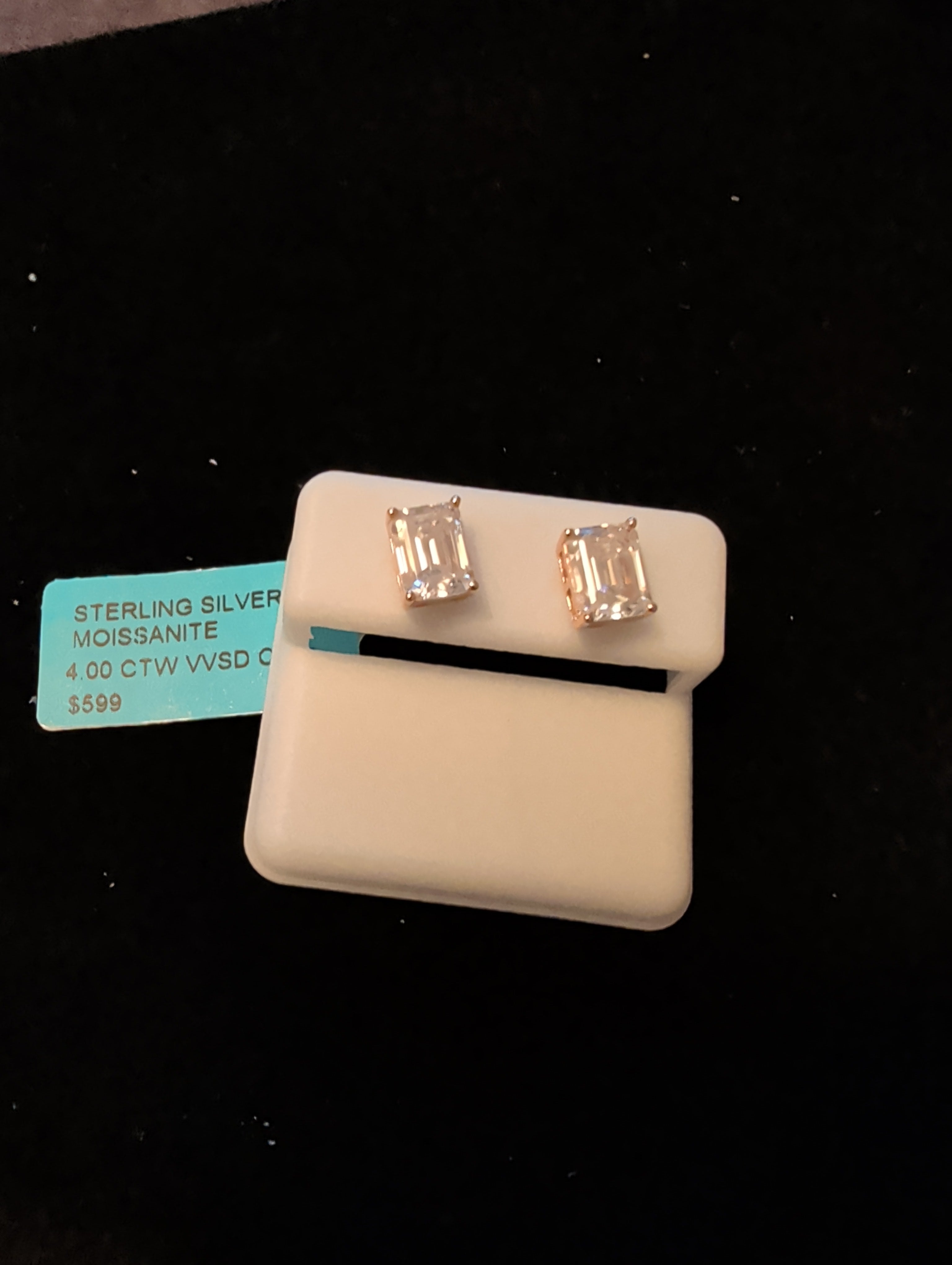 4ctw (2ctw each) moissanite earrings. 925 sterling silver. Diamond tested!